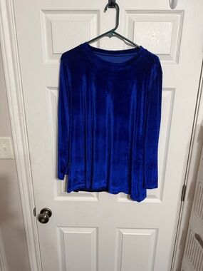 Source Unknown Plush Velvet Long-Sleeve Top - Royal Blue